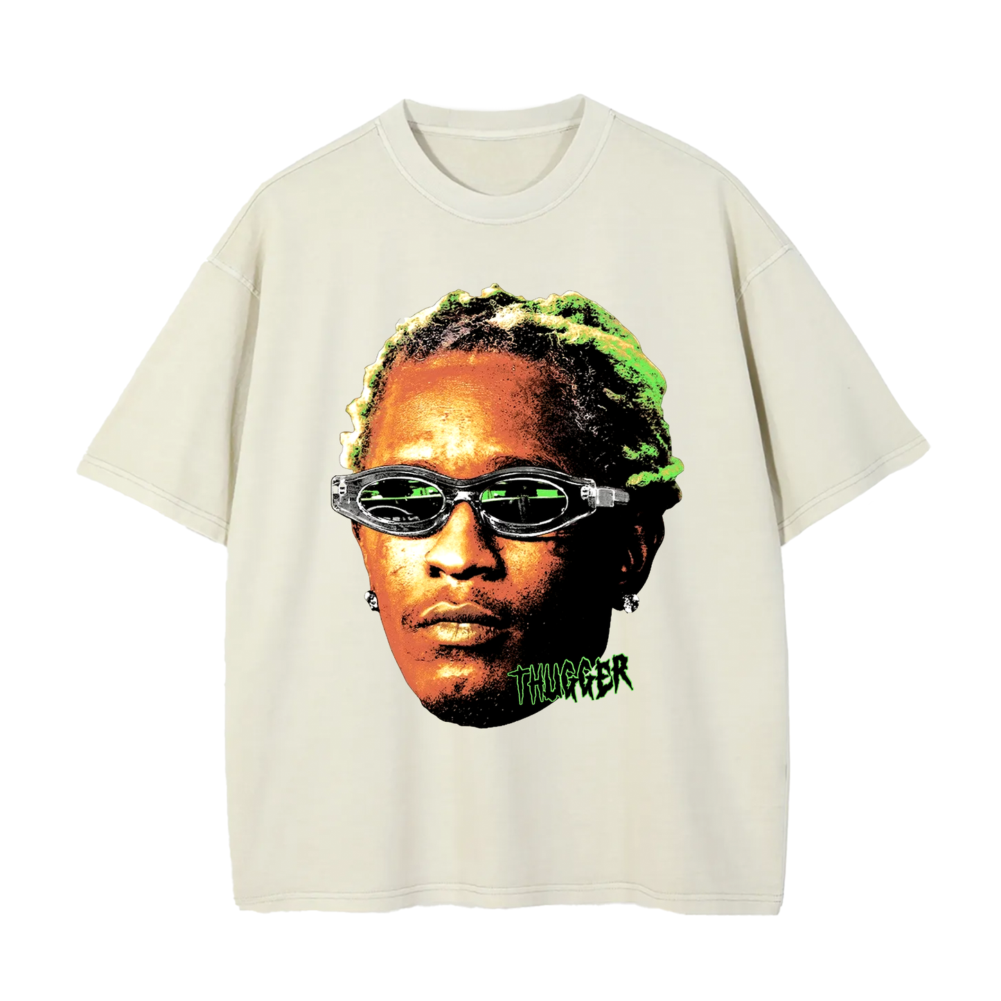 Young Thug Tee, Thugger T-Shirt, Young Thug Big Head Tee, Slatt, Bootleg Rap Tee, Heavyweight Vintage Wash Drop Shoulder Tee