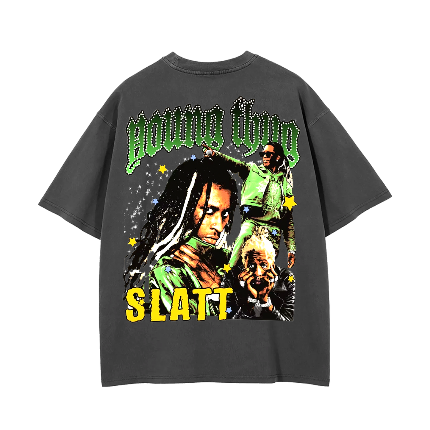 Young Thug Tee, Thugger T-Shirt, Young Thug Big Head Tee, Slatt, Bootleg Rap Tee, Heavyweight Vintage Wash Drop Shoulder Tee