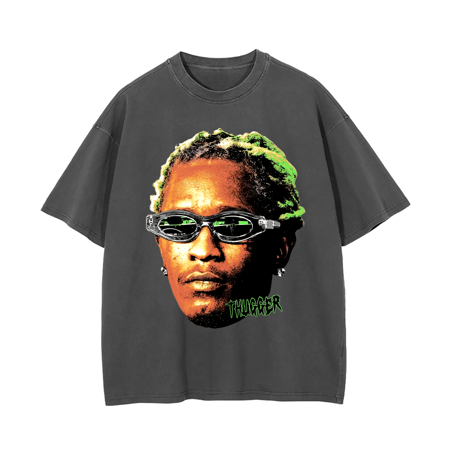 Young Thug Tee, Thugger T-Shirt, Young Thug Big Head Tee, Slatt, Bootleg Rap Tee, Heavyweight Vintage Wash Drop Shoulder Tee