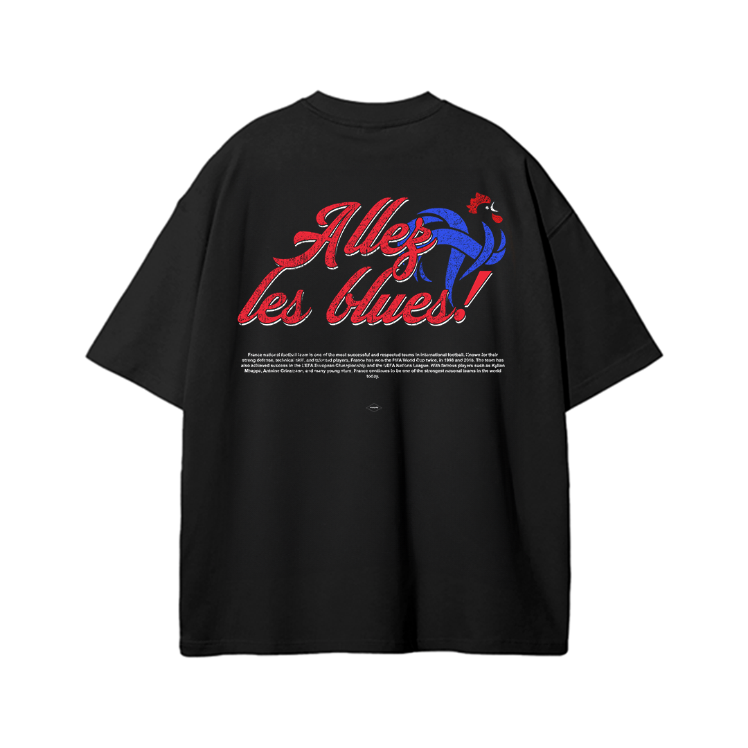 France World Cup Tee, France Soccer Tee- Heavyweight Acid Wash Drop Shoulder T-Shirt